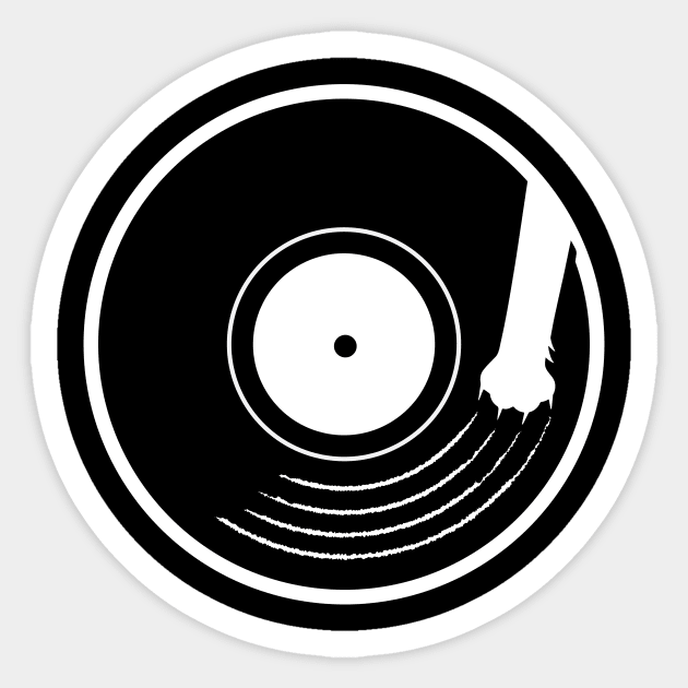 Vinyl record with cat claw Sticker by JDawnInk